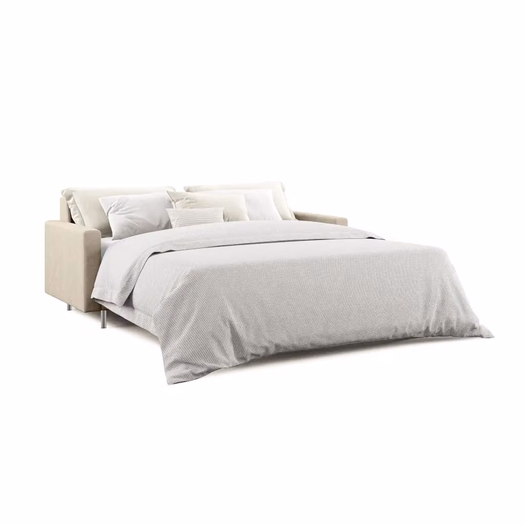 Divano letto matrimoniale Megan Divani.Store in microfibra smacchiabile beige L: 188 cm, P: 140 cm – 2