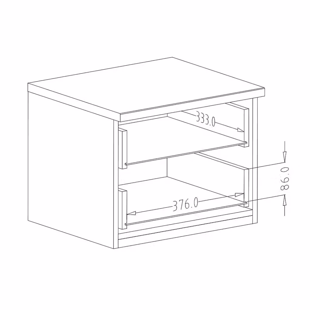 Tavolino da notte FOX Meublorama con 2 cassetti in rovere e nero L: 46.3 cm, P: 36.5 cm, H: 40 cm – 2