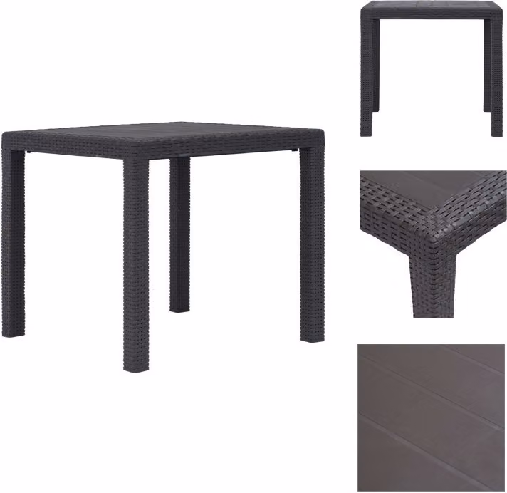 vidaXL Tavolo da giardino marrone 79 x 79 x 72 cm in plastica effetto rattan - Tavoli da giardino