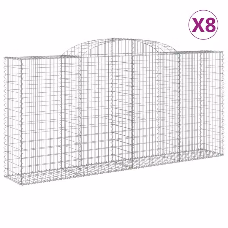 Cesti Gabbioni ad Arco 8 pz 300x50x140/160 cm Ferro Zincato