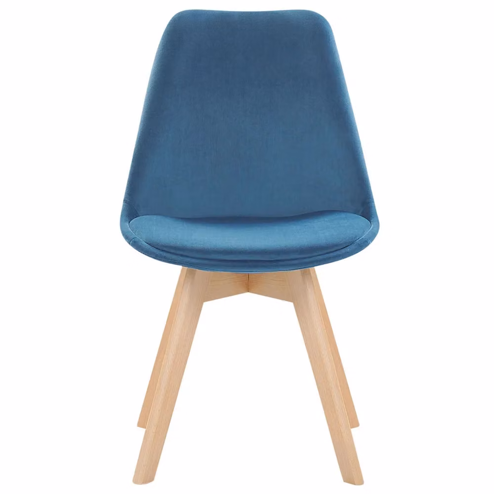 Set di 2 sedie da pranzo BELIANI in velluto blu con gambe in legno di faggio, design moderno e minimalista – 2
