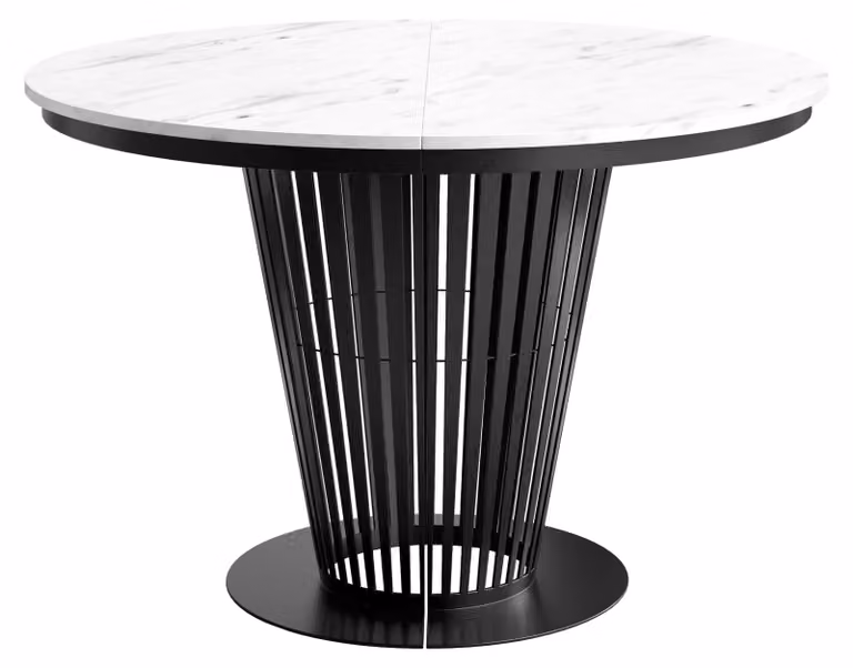 MIRJAN24 Tavolo Elantra 120, tavolo da pranzo, gambe in acciaio (colore: nero / marmo bianco)