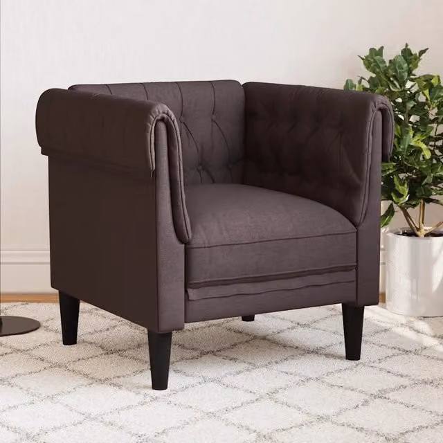 Poltrona Chesterfield vidaXL in tessuto marrone con braccioli per soggiorno