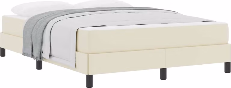 Struttura del letto con materasso Crema 140 x 190 cm Tessuto
