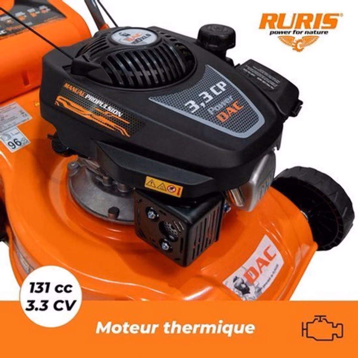 Tagliaerba a benzina - Motore a 4 tempi da 3,3 cavalli - Larghezza di taglio di 40 cm - Contenitore di raccolta da 45 litri - Tagliaerba da giardino