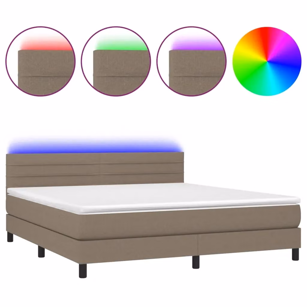 Letto Ibrido con Materasso a Molle Pocket e Illuminazione LED vidaXL, Colore Beige, L/P: 160 x 200 cm – 2