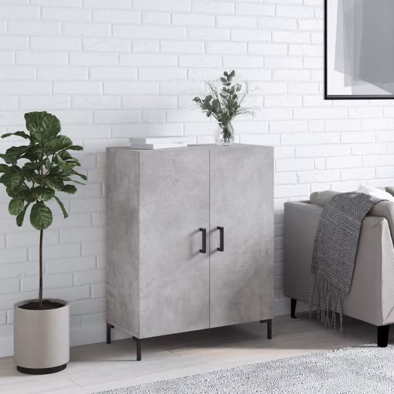 Credenza vidaXL in legno multistrato e metallo, Grigio Cemento, L 69,5 x P 34 x H 90 cm
