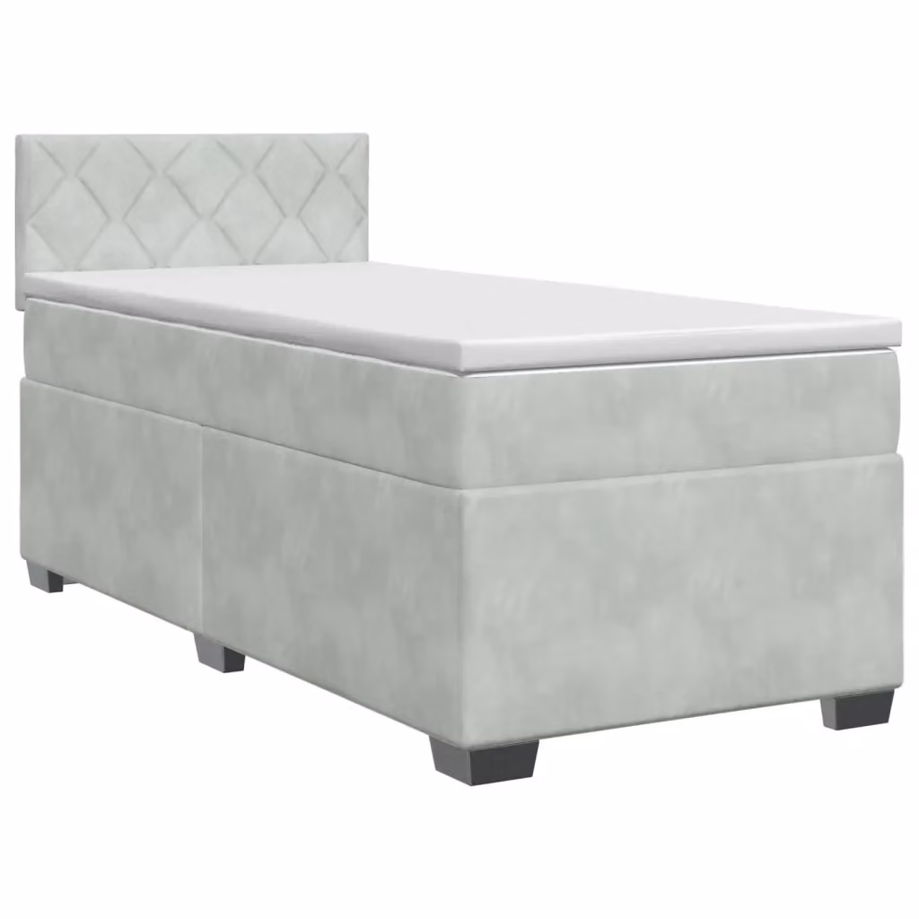 Letto box spring con materasso ibrido vidaXL in tessuto grigio e bianco L/P: 90 x 190 cm – 2