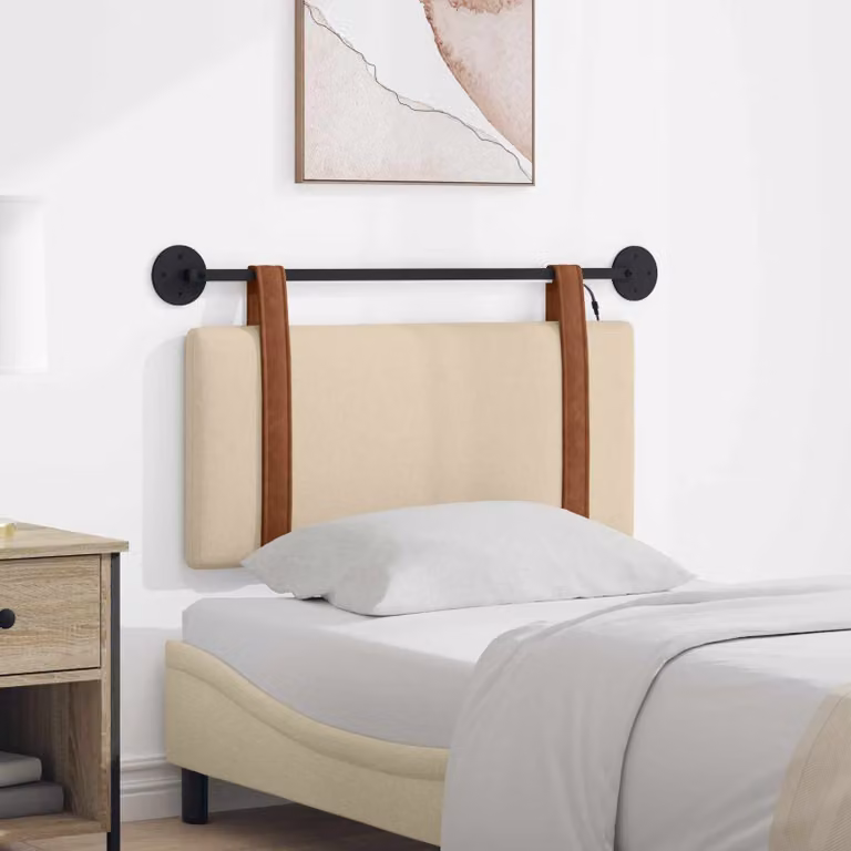 Testiera per letto sospesa vidaXL con luce LED integrata in similpelle beige
