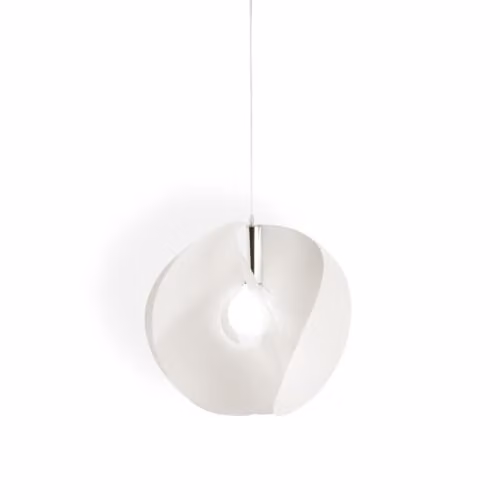 Sospensione Moderna Polilux ® Bianco E Metallo Cromo 1 Luce E27 D54Cm