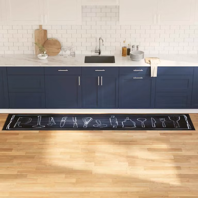 Tappeto da cucina vidaXL nero moderno in velluto lavabile e antiscivolo L: 300 cm, P: 60 cm