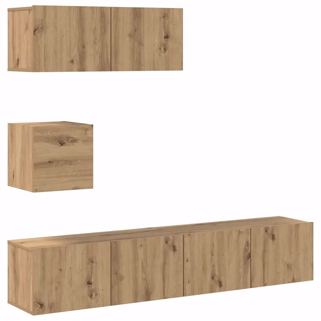 Set Mobile TV 4 Pezzi Design In Credenza da Parete in Legno Rovere Marrone L: 80 cm, P: 30 cm, H: 30 cm – 2
