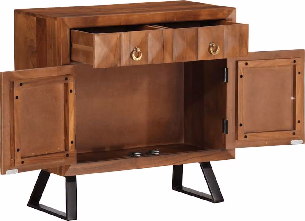 vidaXL Cassettiera marrone miele 70x35x70 cm in legno massiccio di acacia