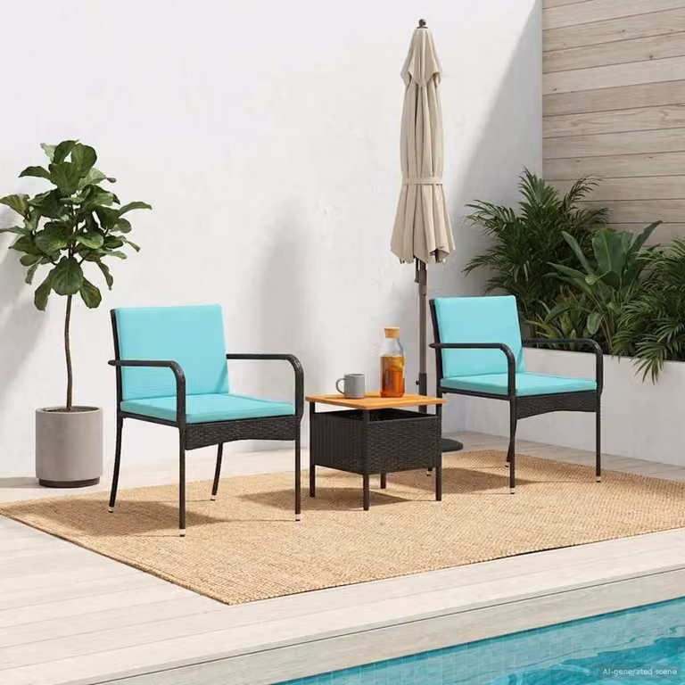 Maison Exclusive - Set da giardino, rattan sintetico nero