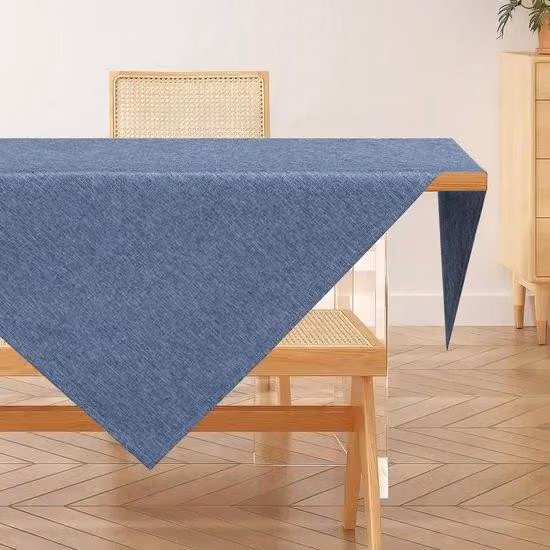 Tovaglia in poliestere resistente all'acqua, blu, 80x80 cm, effetto lino, per soggiorno, sala da pranzo, balcone, giardino