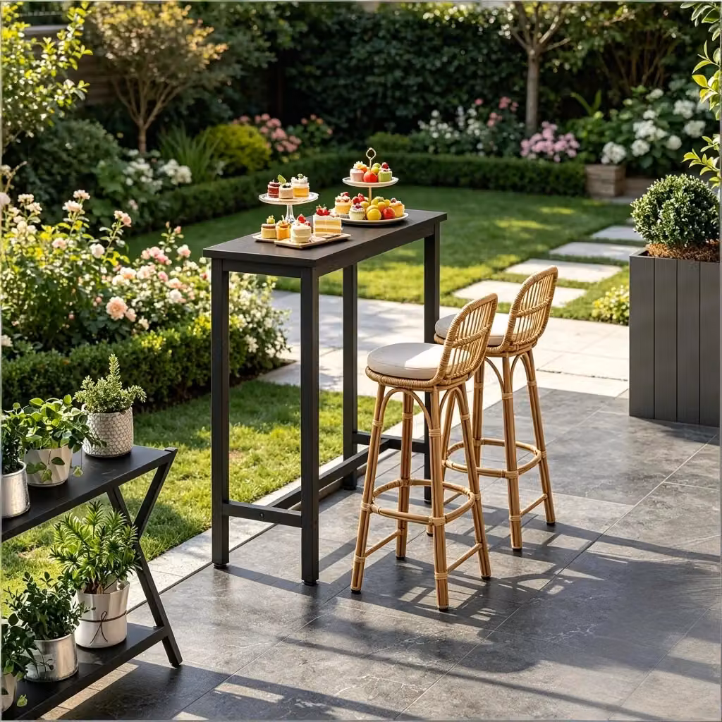 Tavolo Bar REDOM in Metallo e Legno Nero Stile Industriale L: 100 cm, P: 40 cm – 2