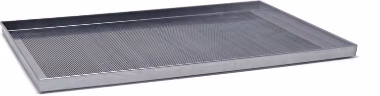 Teglia rettangolare bordo dritto in alluminio - angoli saldati con fori Ø mm 2 lega 3003, dim.60x40cm