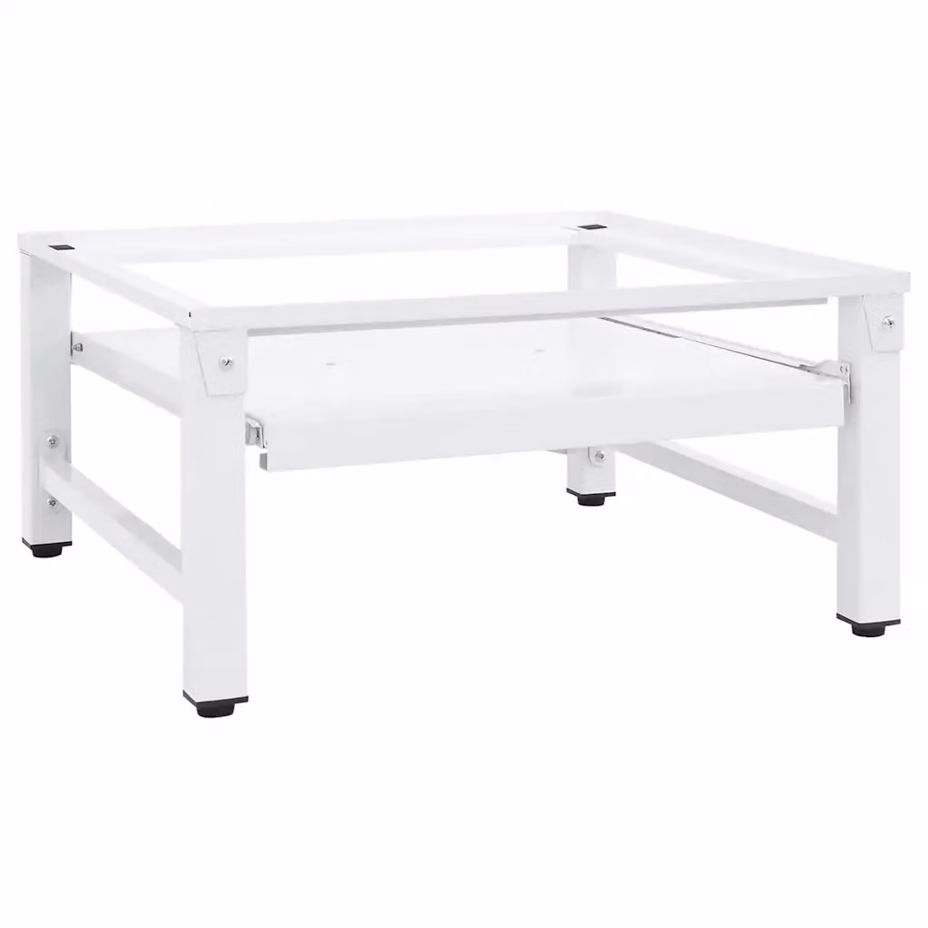 vidaXL Pedestallo per Lavatrice in Acciaio Bianco L/P/H: 60,5 x 32,5 x 62 cm