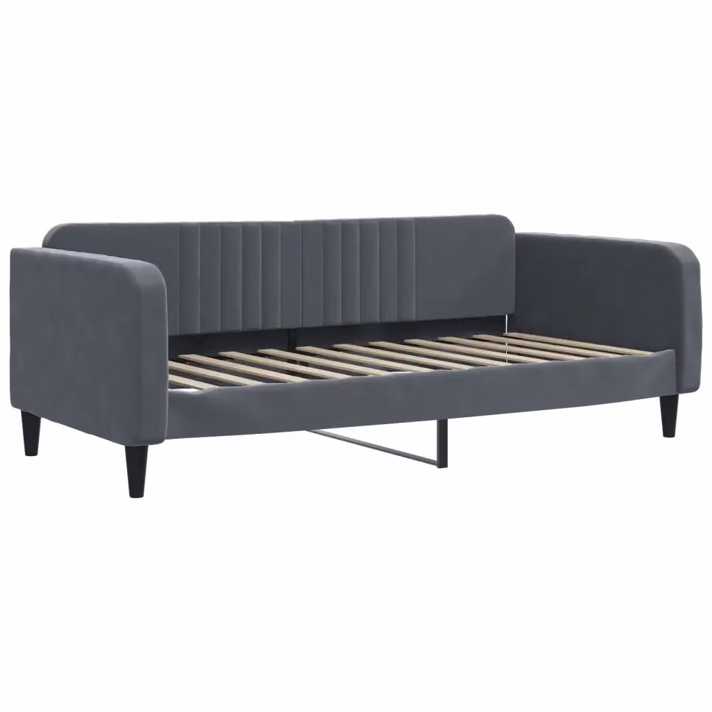 Letto da giorno moderno vidaXL in velluto grigio con struttura in metallo e legno – 2