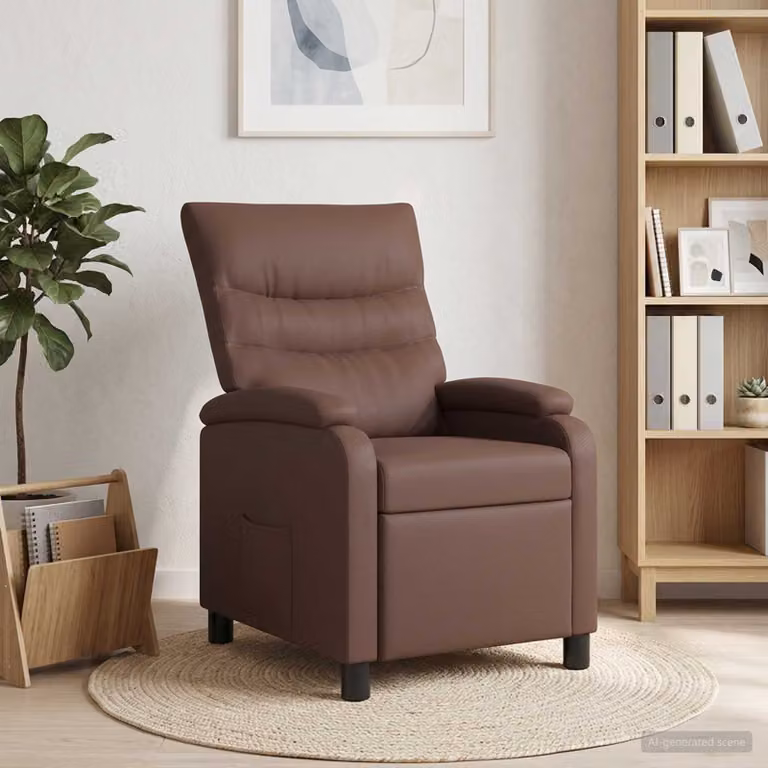 vidaXL Poltrona reclinabile moderna in similpelle marrone con braccioli