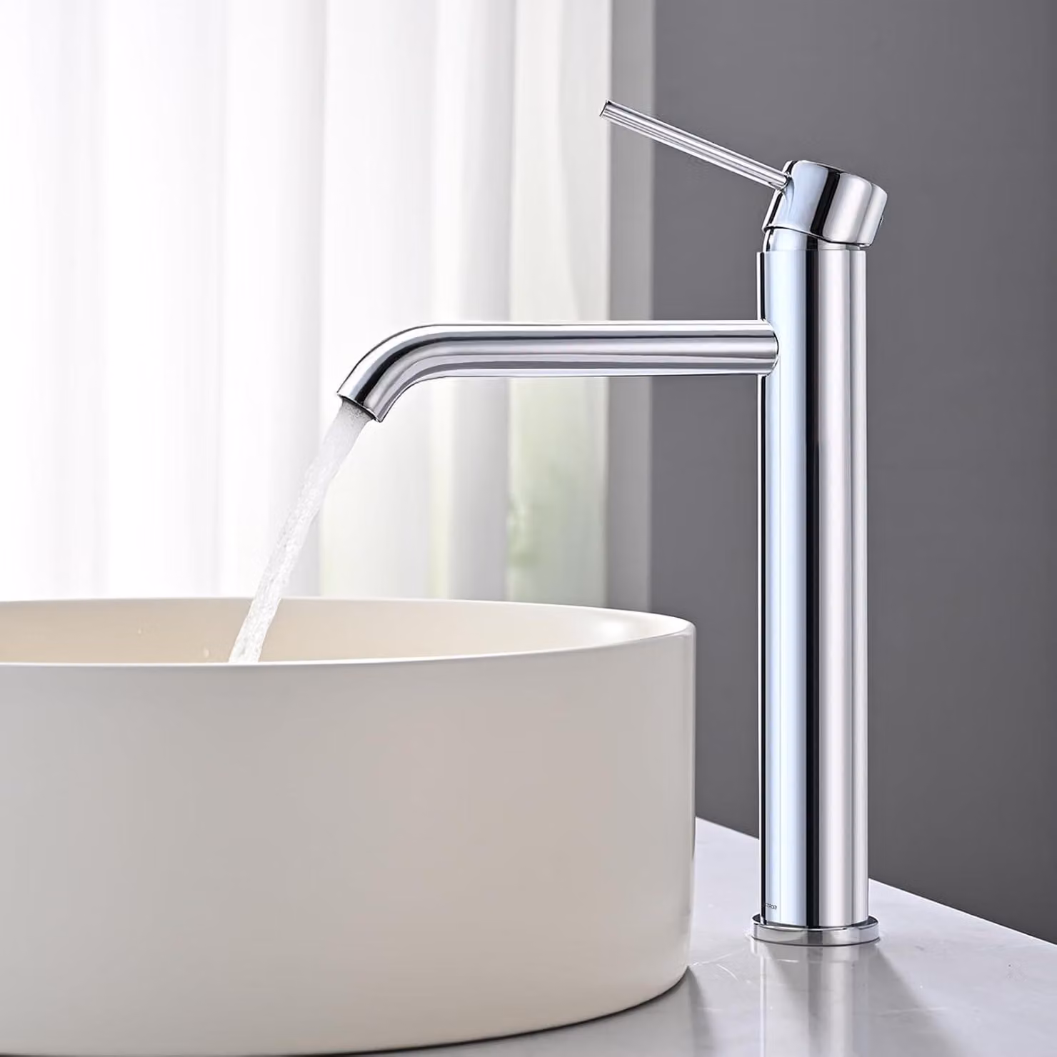 Miscelatore per lavabo, cromato, monocomando, con tubo in PEX da 50 cm, per lavabi