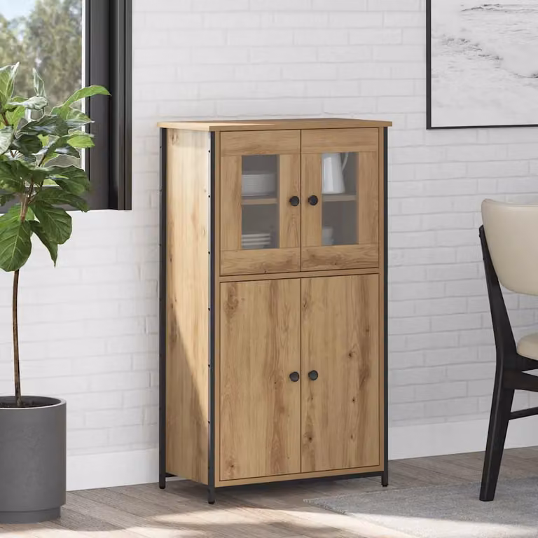 Credenza vidaXL in rovere marrone con ante a battente e ripiani interni L: 62 cm, P: 32 cm, H: 106,5 cm