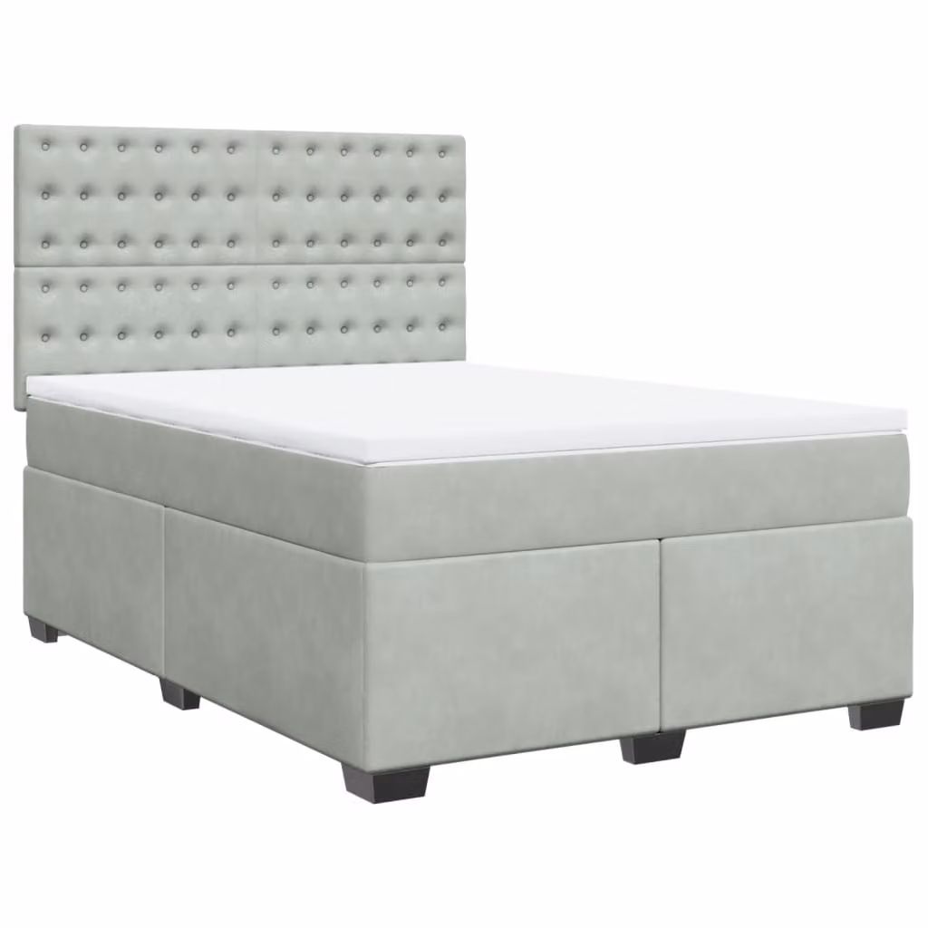 Giroletto a Molle con Materasso Grigio Chiaro 140x200cm Velluto
