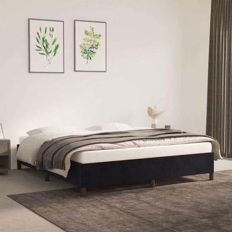 Giroletto vidaXL senza materasso in velluto nero L/P/H: 180 x 200 x 140 cm