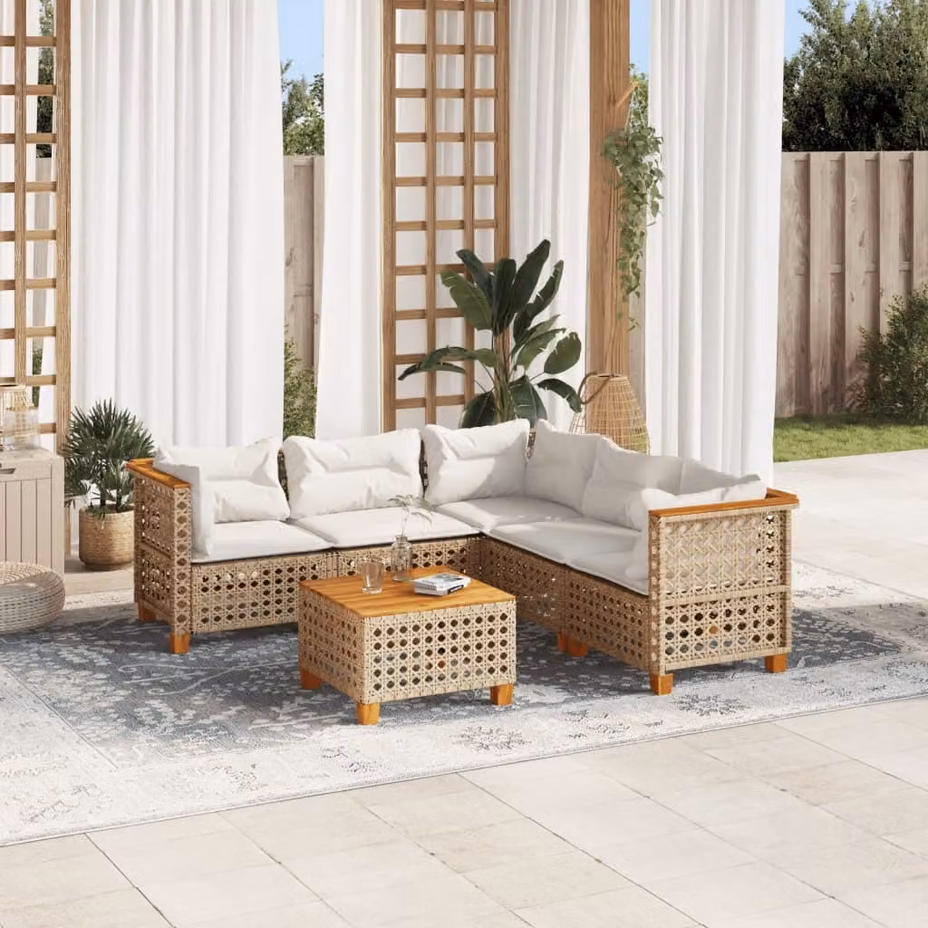 Maison Exclusive - Set da giardino 6 pezzi con cuscini in polyrattan beige