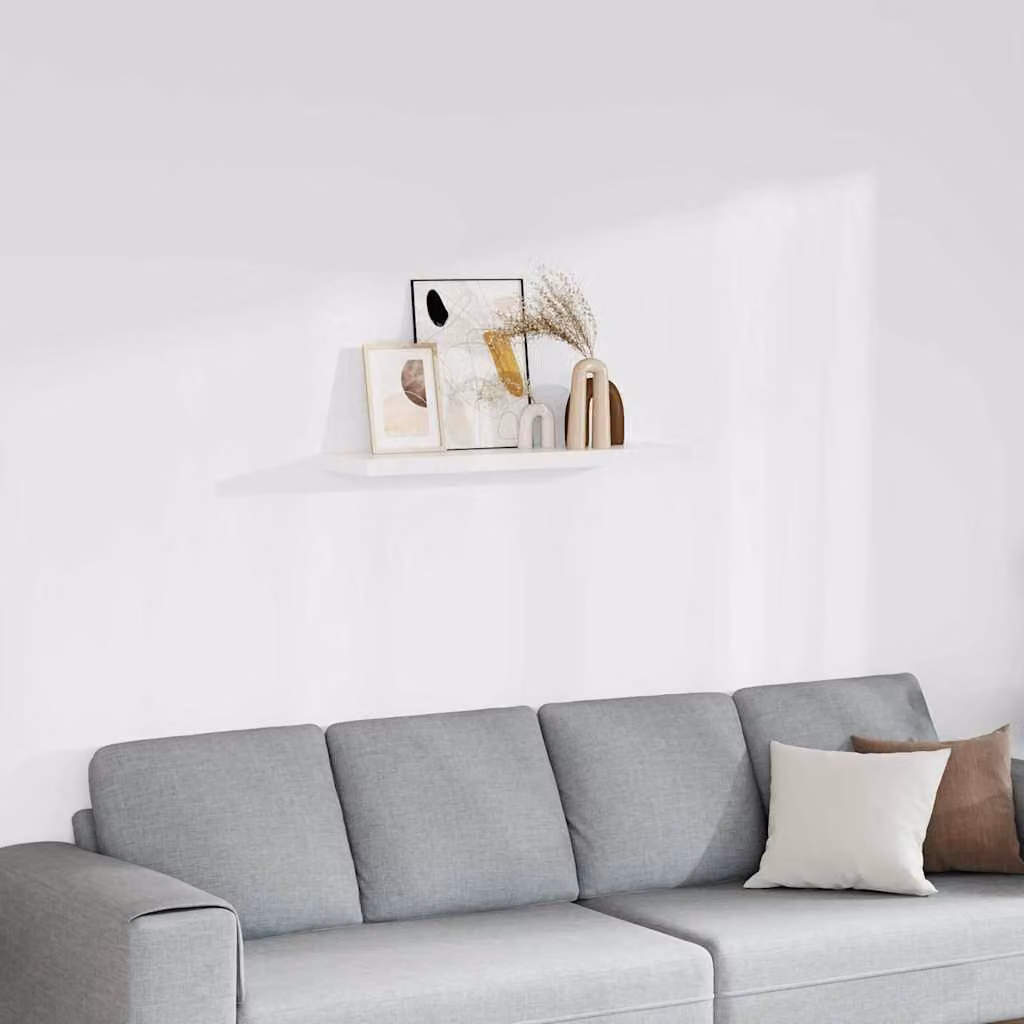 Scaffale a parete moderno vidaXL in MDF e metallo, Bianco, L: 90 cm, P: 23,5 cm, H: 3,8 cm