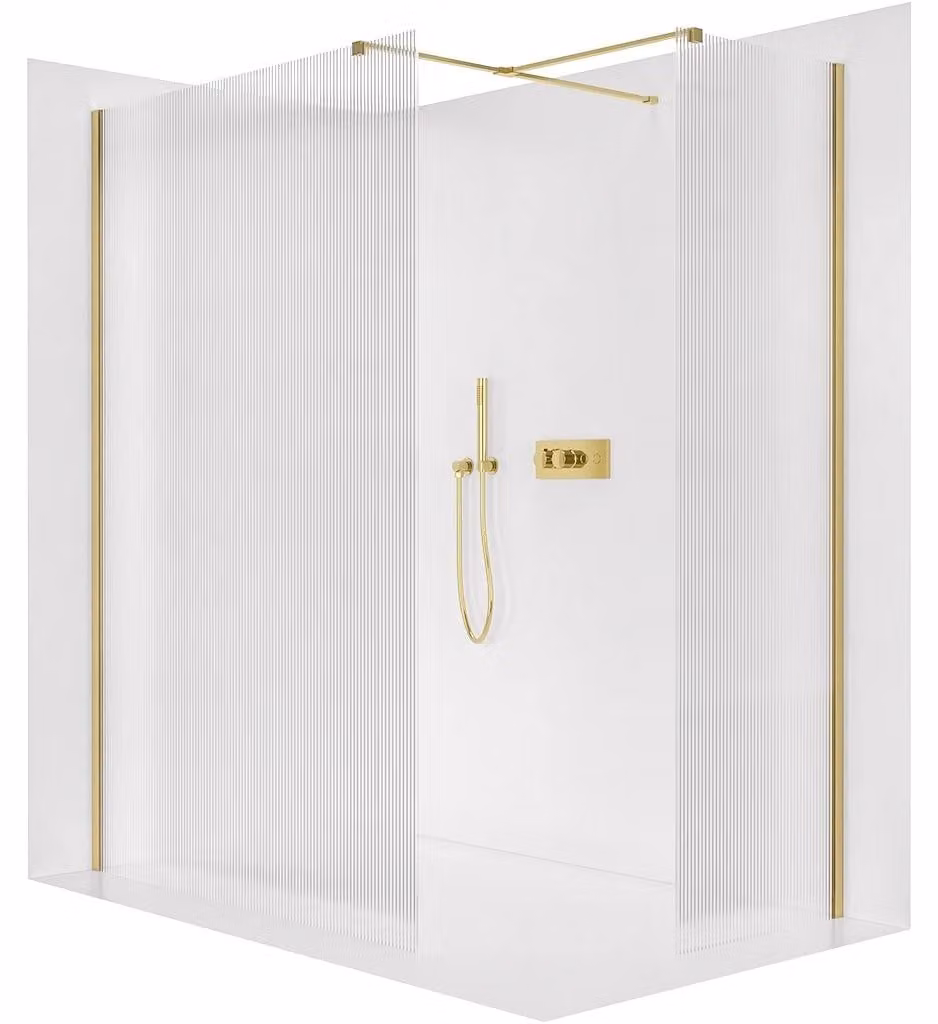 Pannello doccia walk-in Onyx T, destro/sinistro - 8 mm - profilo rettangolare - dorato, vetro smerigliato - 160x110x200 cm