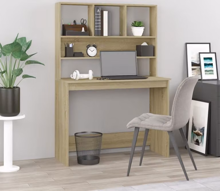 The Living Store Scrivania con ripiano rovere Sonoma 102x45x148 cm Materiale in legno