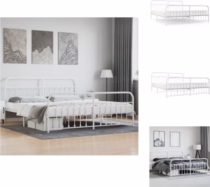 vidaXL Struttura letto con testiera e pediera in metallo bianco 193x203 cm - Letti e strutture letto