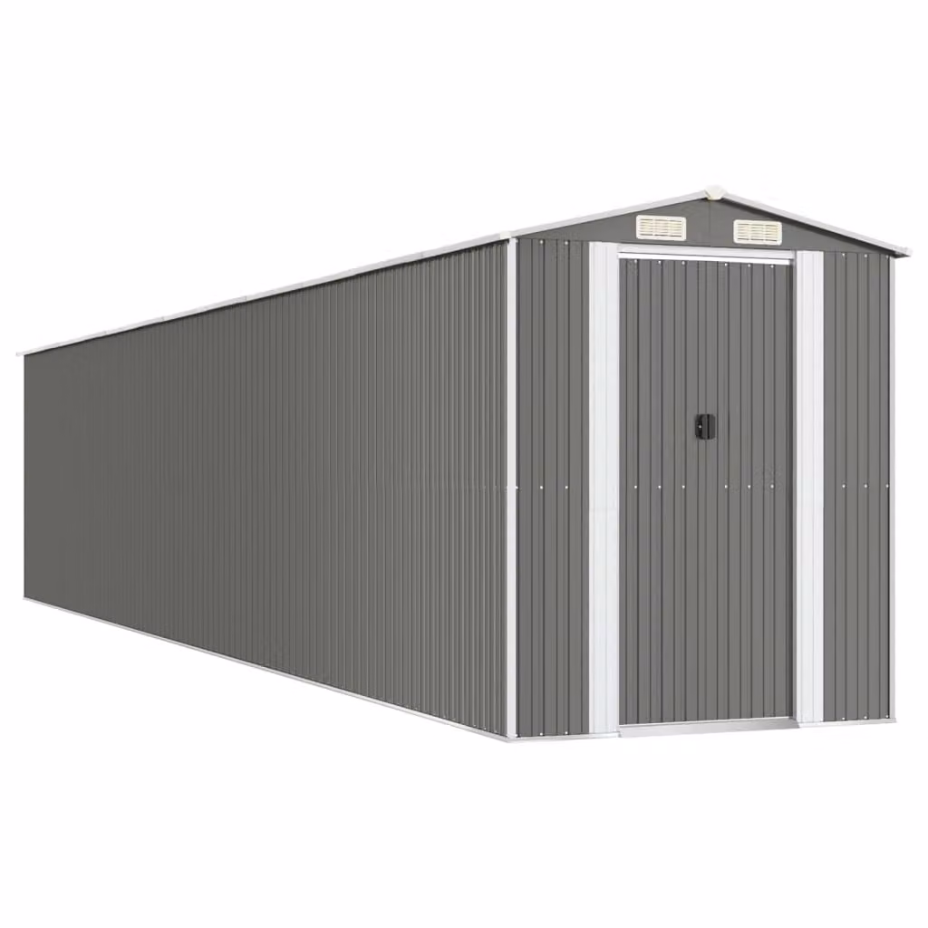 Capanno Giardino Grigio Chiaro 192x1021x223 cm Acciaio Zincato