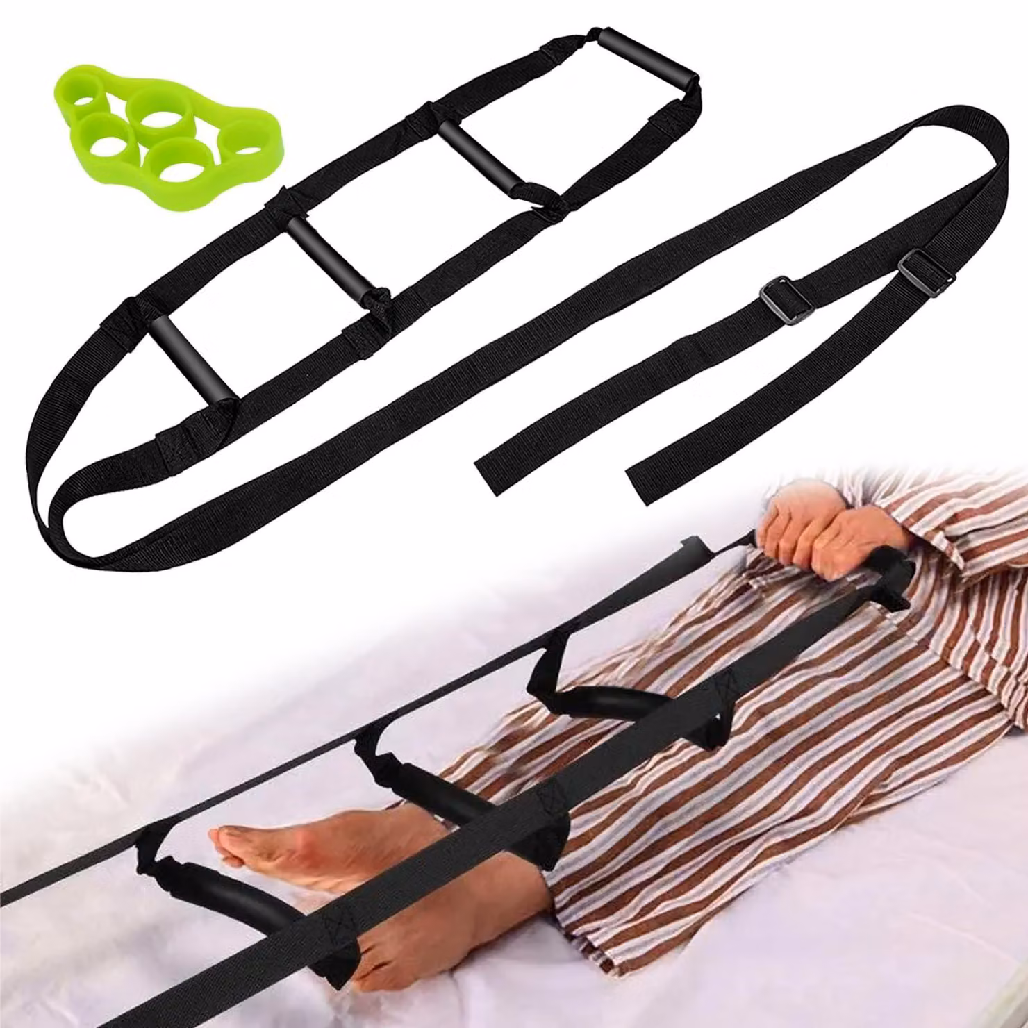 Solidchoice - Scala per letto regolabile, 232 cm - Supporto per alzarsi - Scala a corda - Attrezzo per esercizi delle dita - Nylon di alta qualità - Leggera e resistente