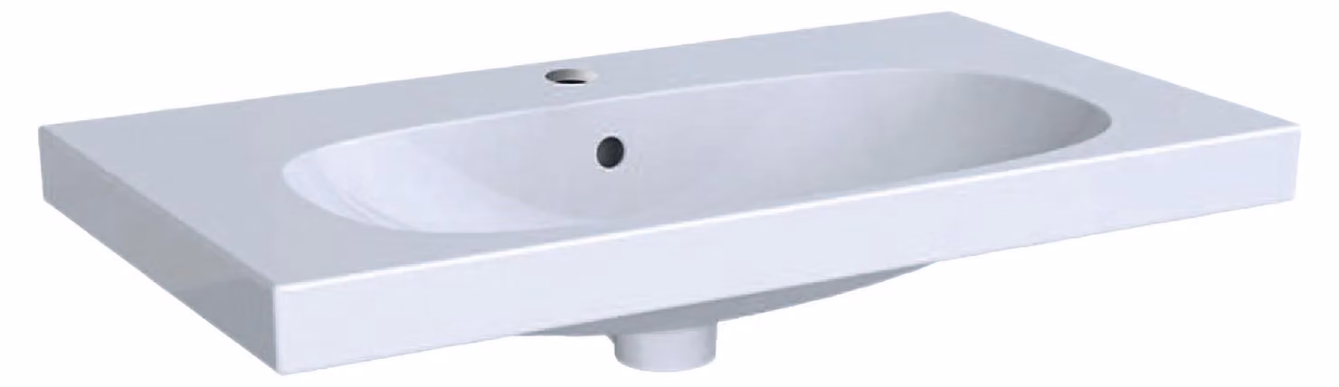 Geberit Acanto lavabo, avec tablette, 1 trou pour robinetterie, avec trop-plein, saillie réduite, 750x420mm, 500.632.01.8, 500.632.01.8