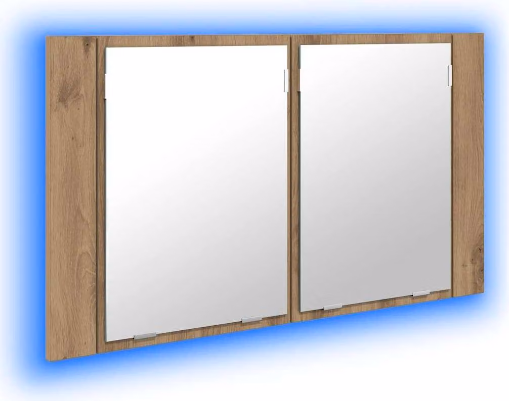 vidaXL Mobiletto specchio da bagno in legno effetto rovere "Artisan", 80 x 12 x 45 cm