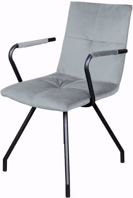 Set 2 Sedie Eaden in Velluto Grigio con Braccioli