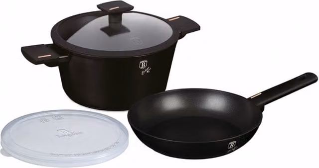 Set di pentole Berlinger Haus Monaco BH-7098 in alluminio con rivestimento antiaderente al titanio, colore nero – 1