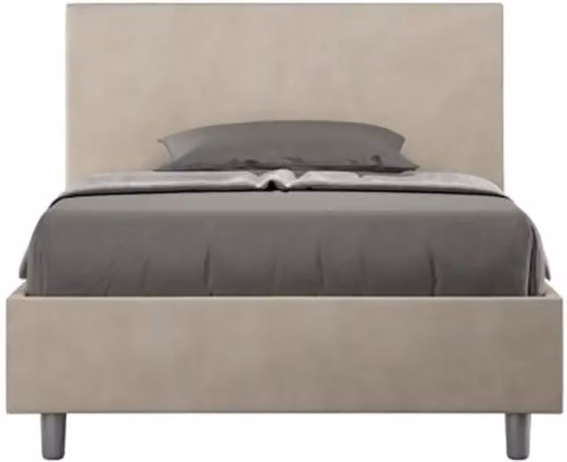Letto singolo con rete imbottito 100x190 microfibra sabbia Adele
