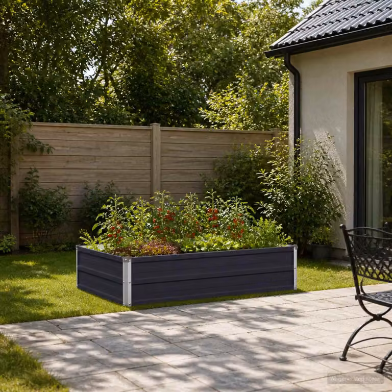 Letto rialzato da giardino vidaXL in metallo Antracite L: 100 cm, P: 80 cm, H: 24 cm