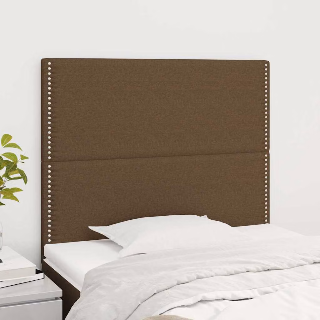 Testiera per letto vidaXL in tessuto marrone scuro, design moderno con pannello imbottito, L: 90 cm, P: 5 cm, H: 118-128 cm
