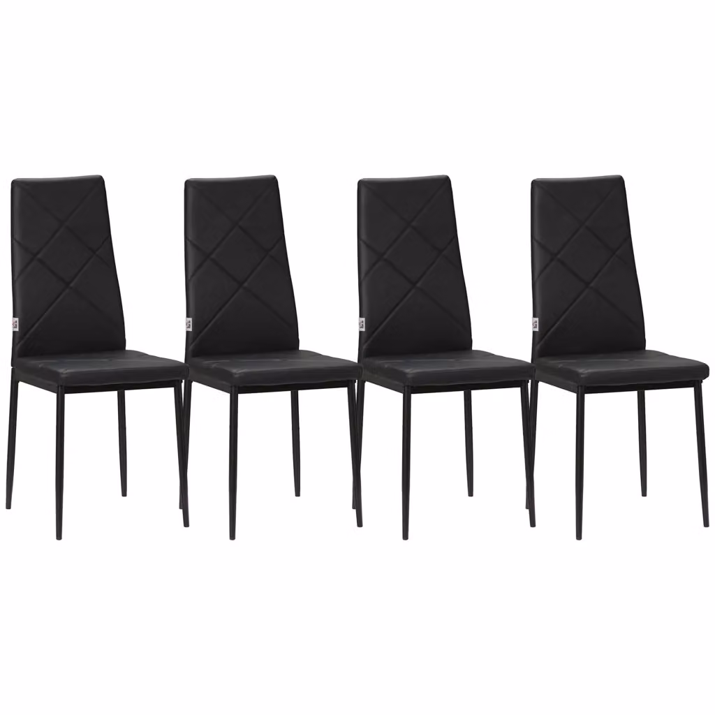 Set di 4 Sedie da Pranzo Minimal Imbottite in Similpelle Nera con Gambe in Metallo L: 41 cm, P: 50 cm, H: 97 cm – 2