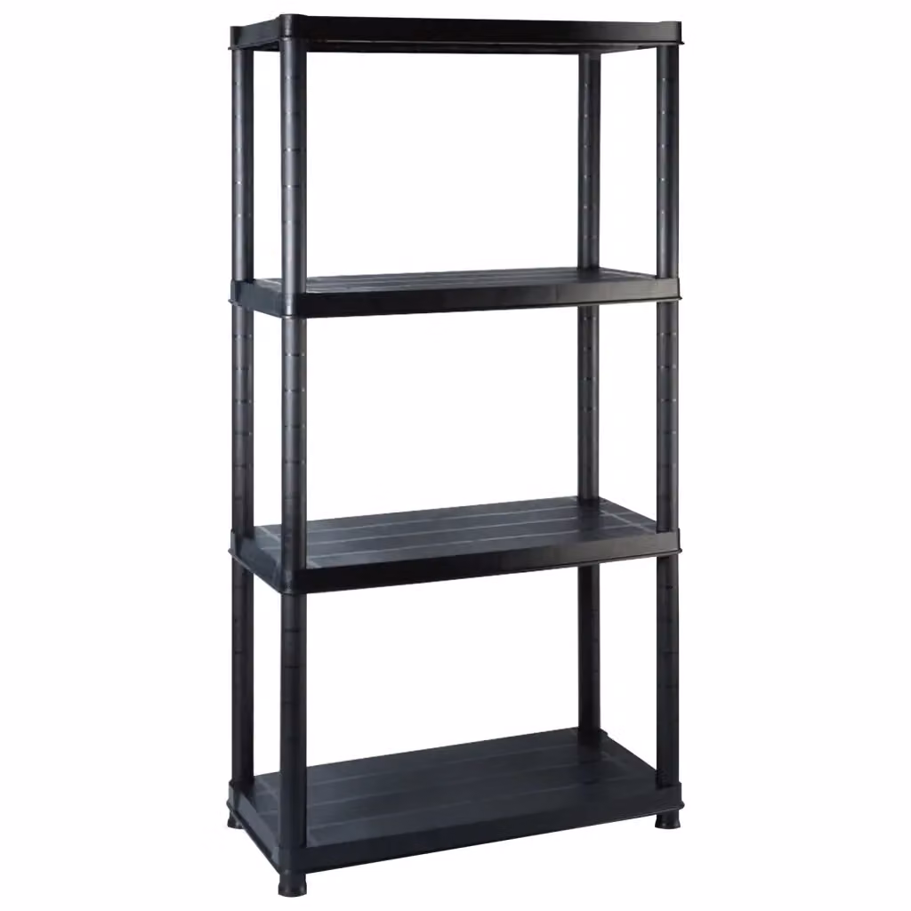 Scaffale a 4 Ripiani DESIGN IN Nero in Plastica L: 130 cm, P: 30,5 cm, H: 61 cm – 2