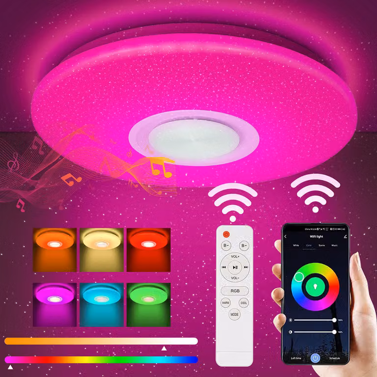 Jopassy LED plafoniera 36W cambio colore soggiorno plafoniera dimmerabile musica Bluetooth