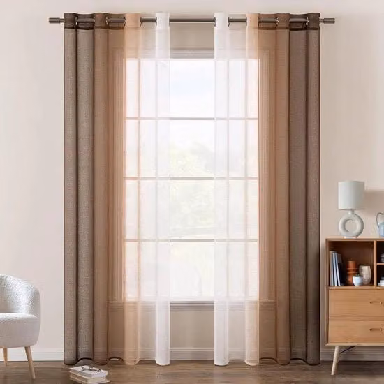 Voile gordini a doppia colorazione con anelli a ingranaggio - Tendaggio trasparente e leggero decorativo per la camera da letto - Set a 2 pezzi 140 x 245 cm bianco