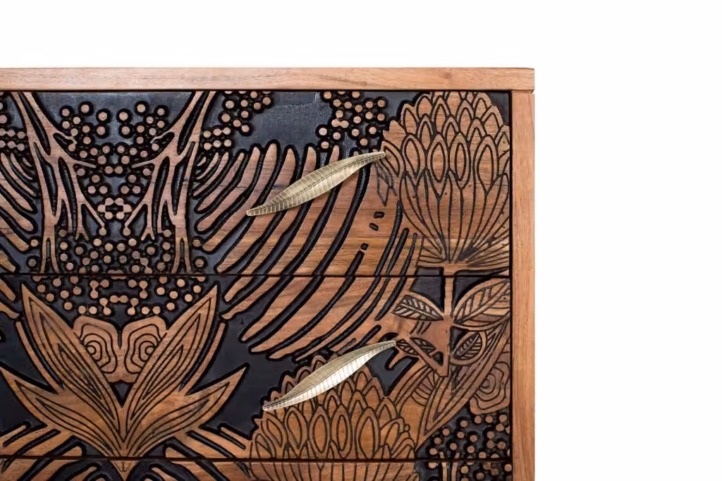 Cassettiera Giner y Colomer in legno di acacia e metallo, marrone e nero – 2