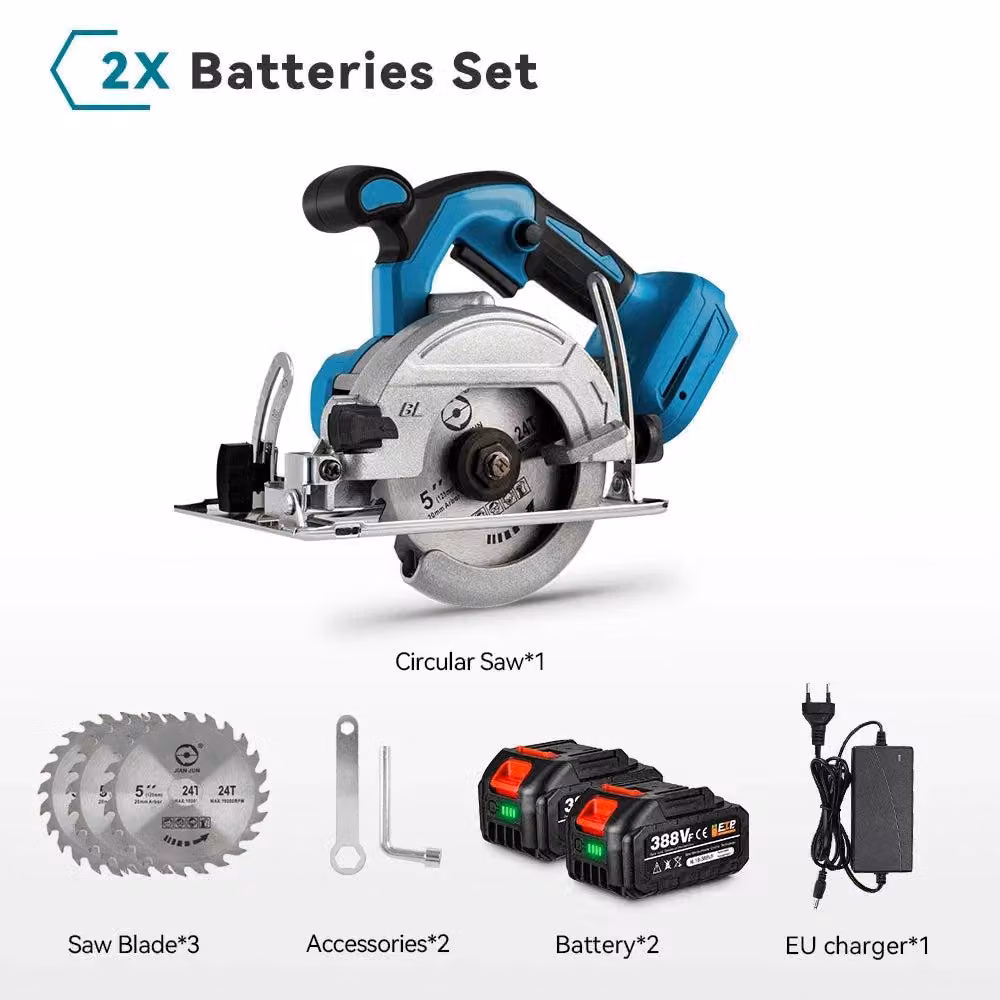 Seghetto circolare a batteria - Senza fili - Seghetto circolare - Seghetto circolare portatile - 7 pollici - 125 mm - 18V - Angolo di taglio regolabile