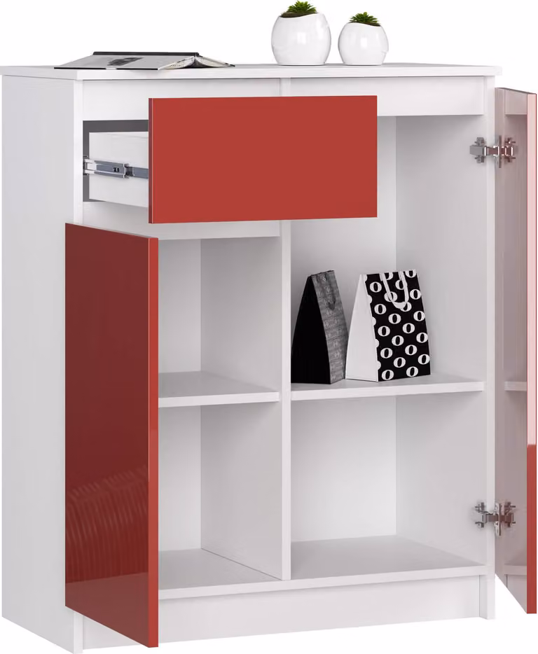 Comò da 80 cm con 1 cassetto e 2 ante, credenza, mobile da 99 cm di altezza