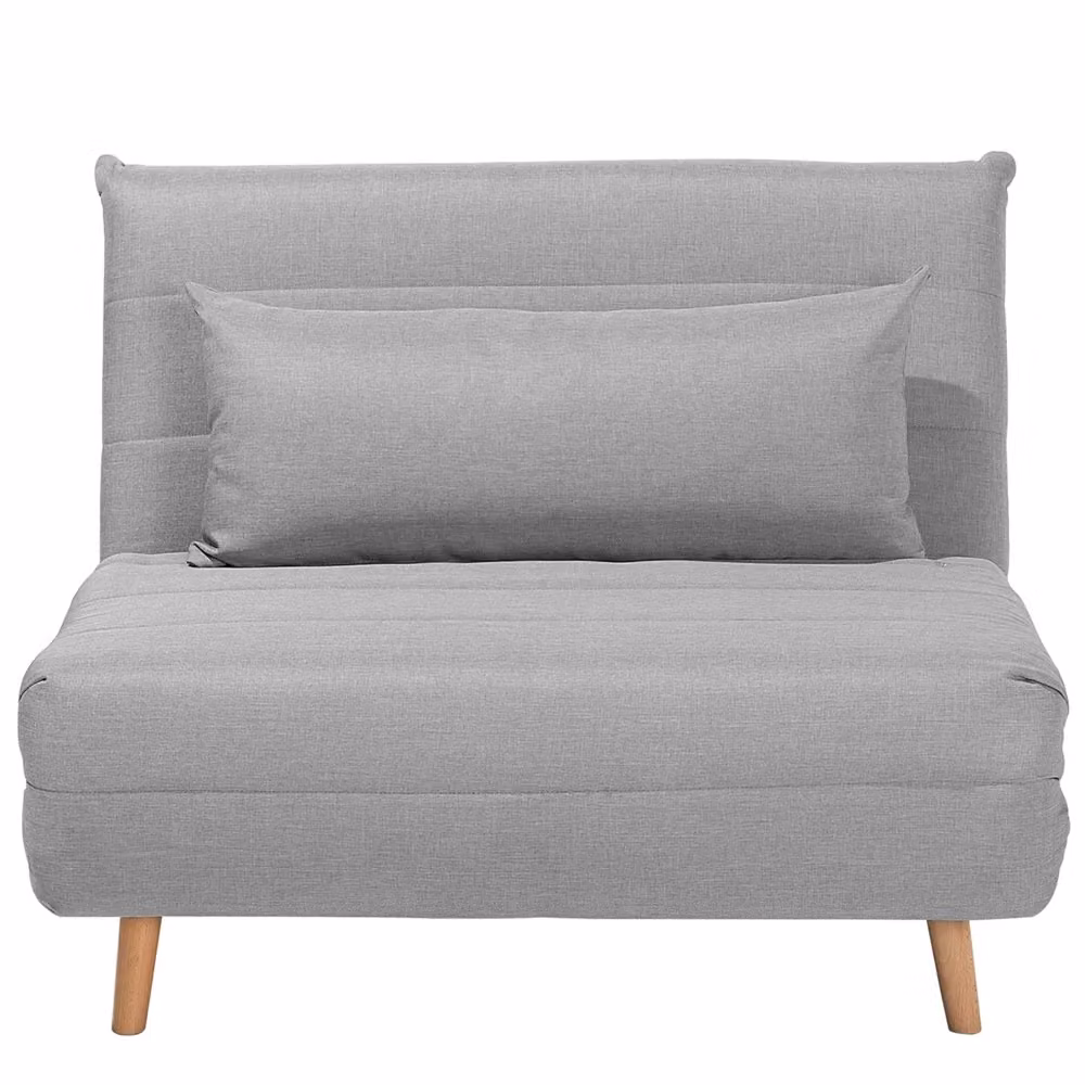 Divano letto pieghevole Beliani in tessuto grigio con struttura in legno di betulla stile scandinavo – 2